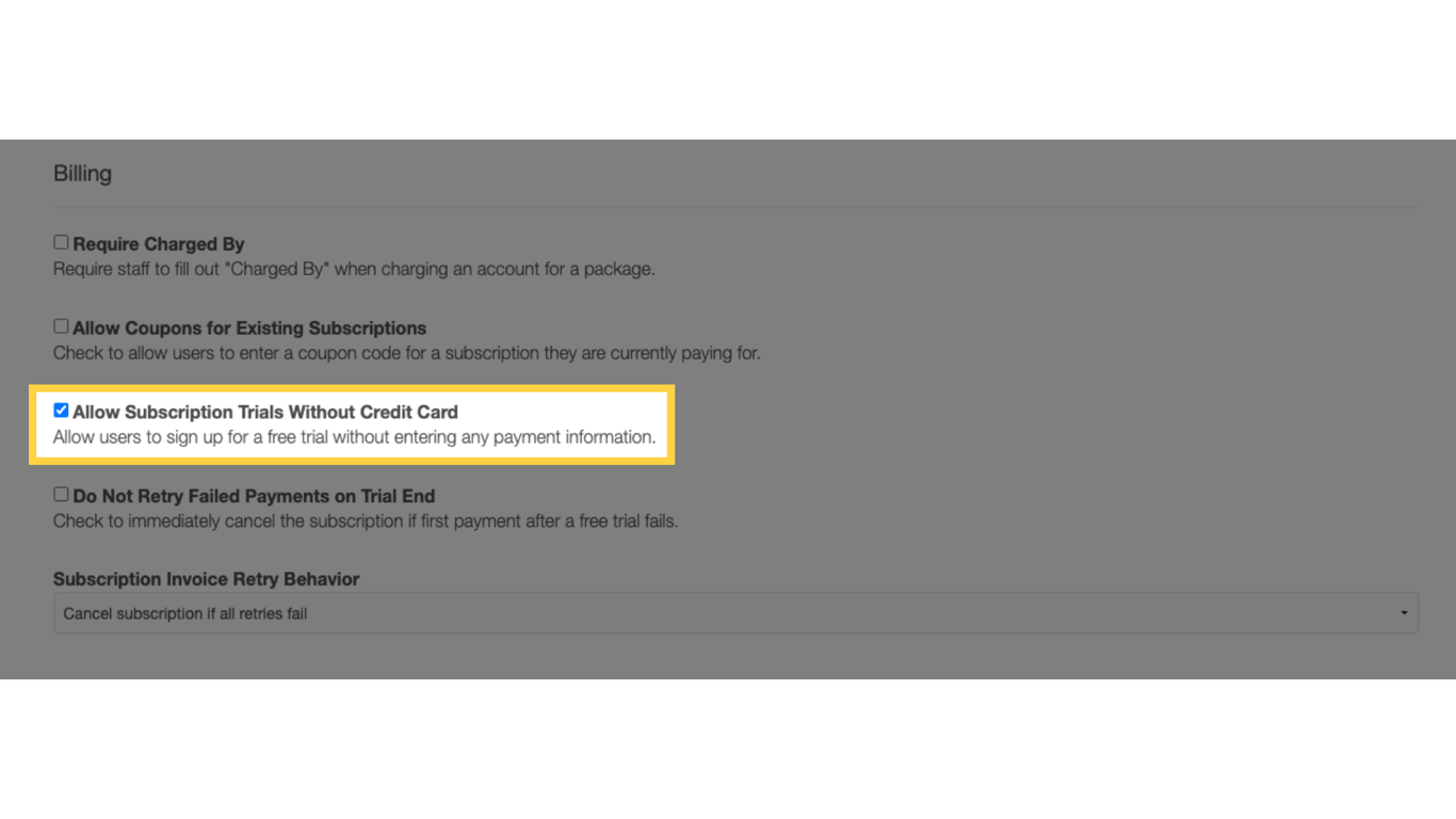 Allow users to sign up for a free trial without entering any payment information