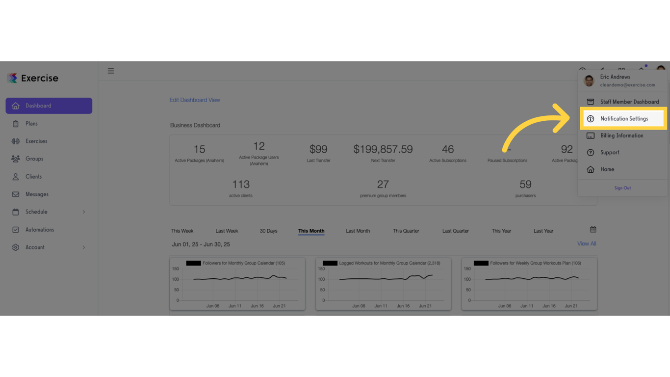 Click 'Notification Settings'.