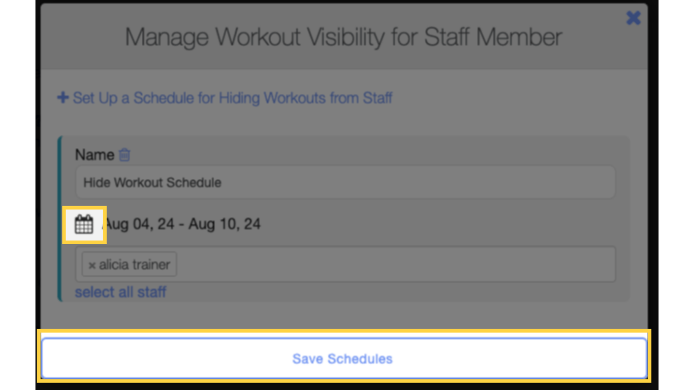 Customize the duration of the schedule.
