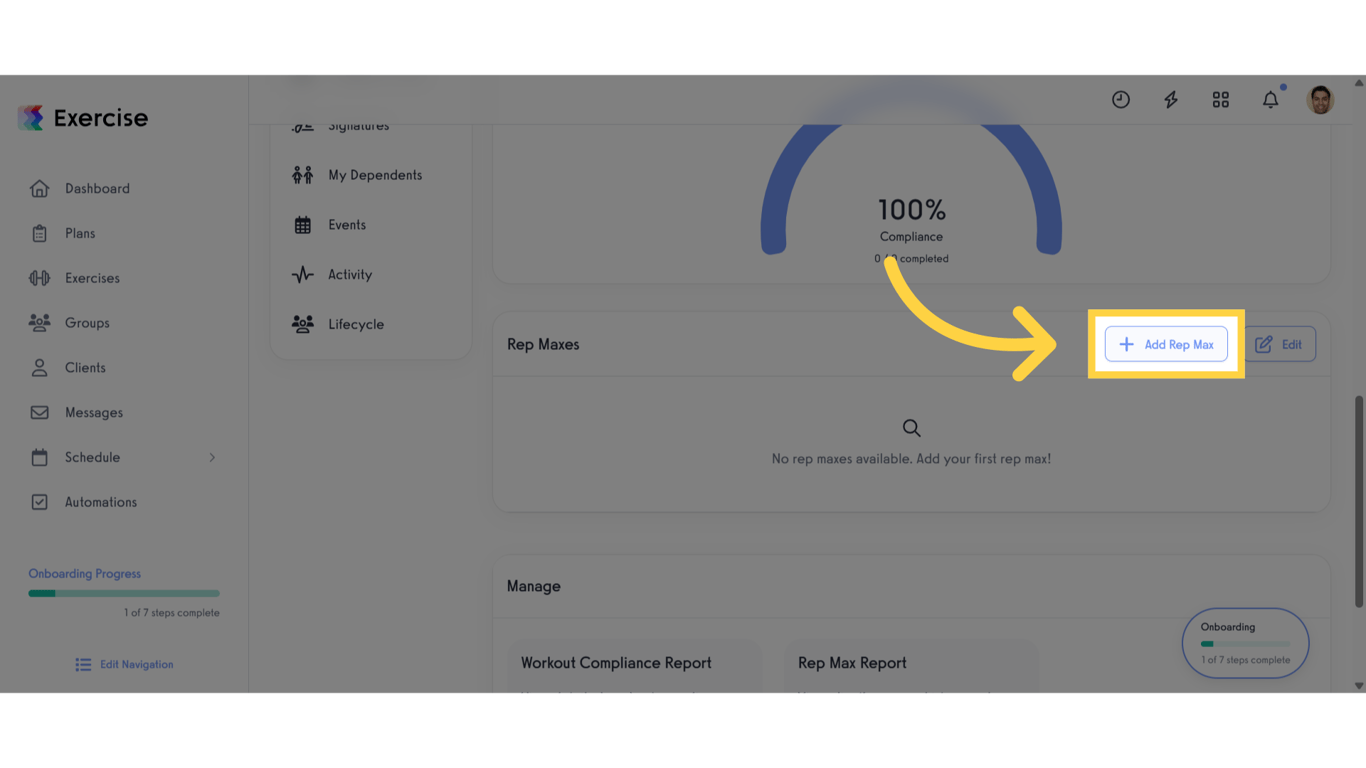 Click 'Add Rep Max'.