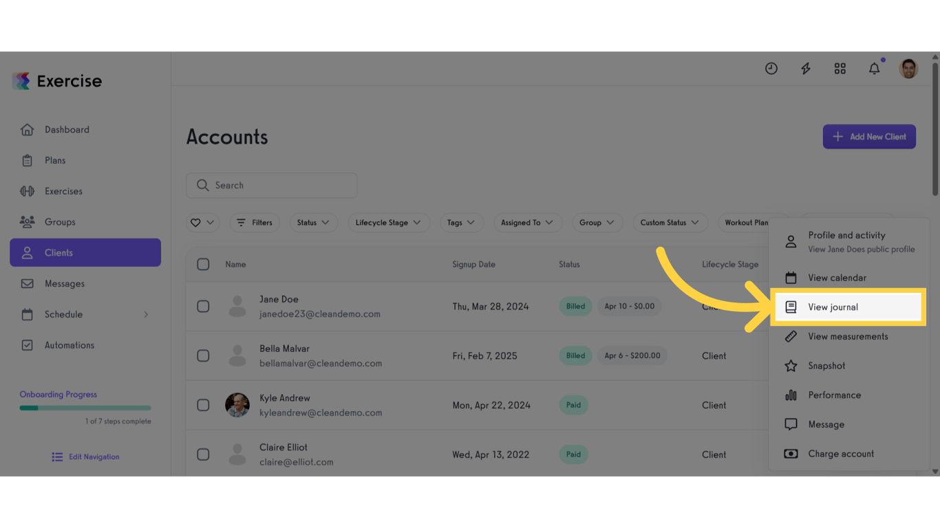 Click 'View journal'.