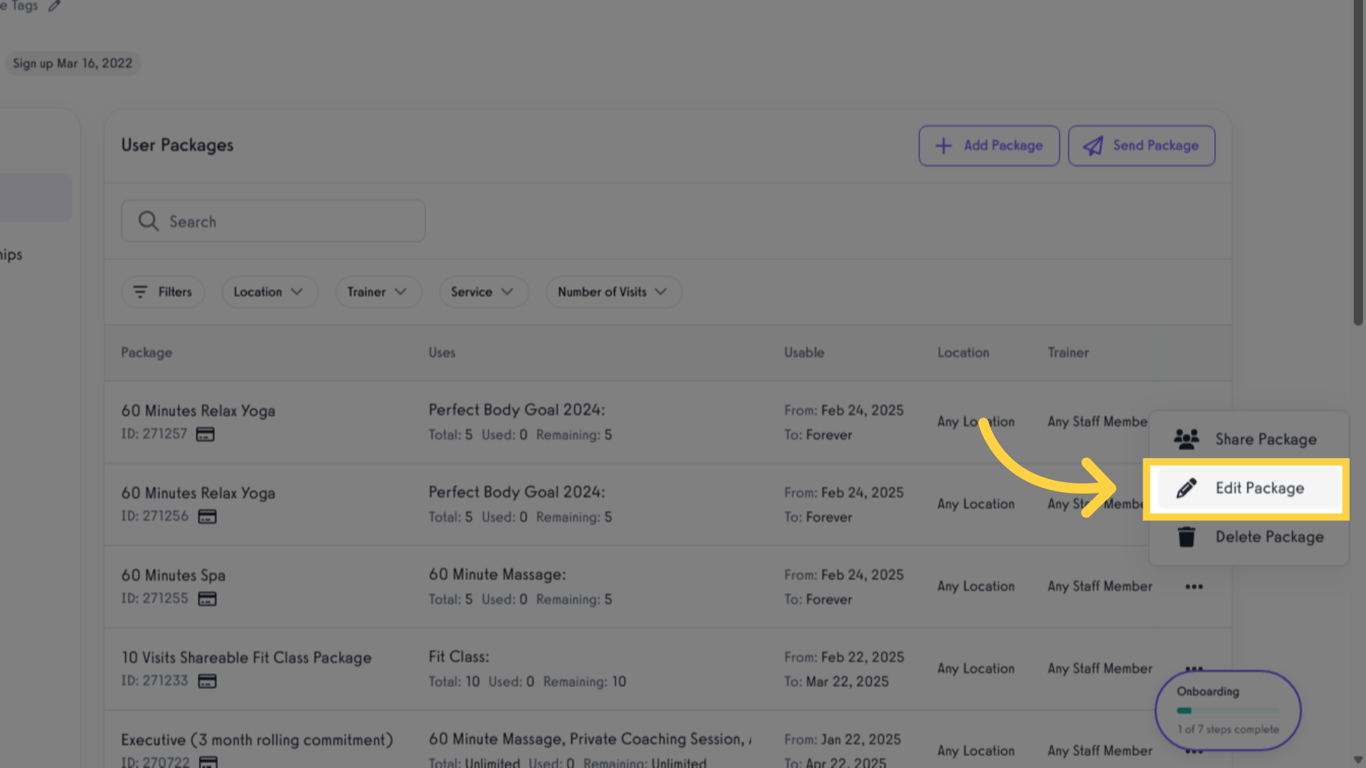 Click 'Edit Package'.