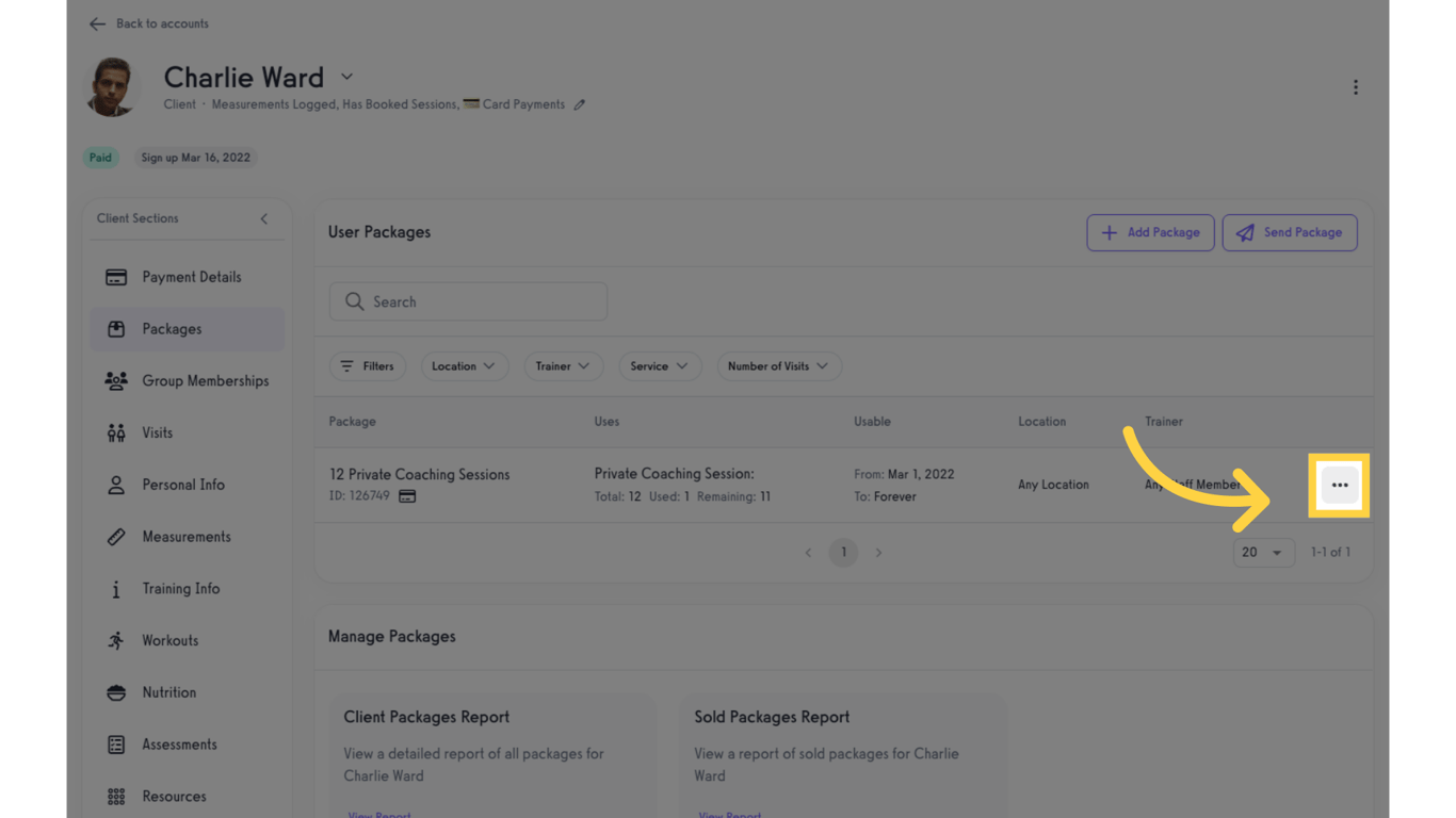 Click the ellipsis next to the package.