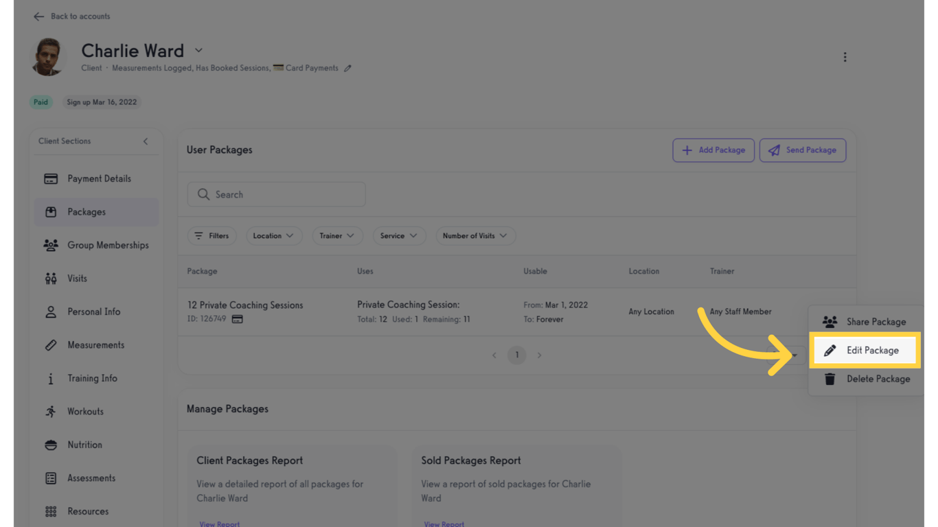 Click 'Edit Package'.
