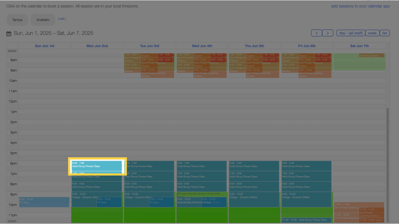 Click the appointment on the schedule that you want to edit.