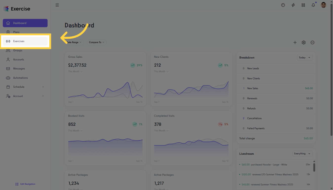 Navigate to Exercises