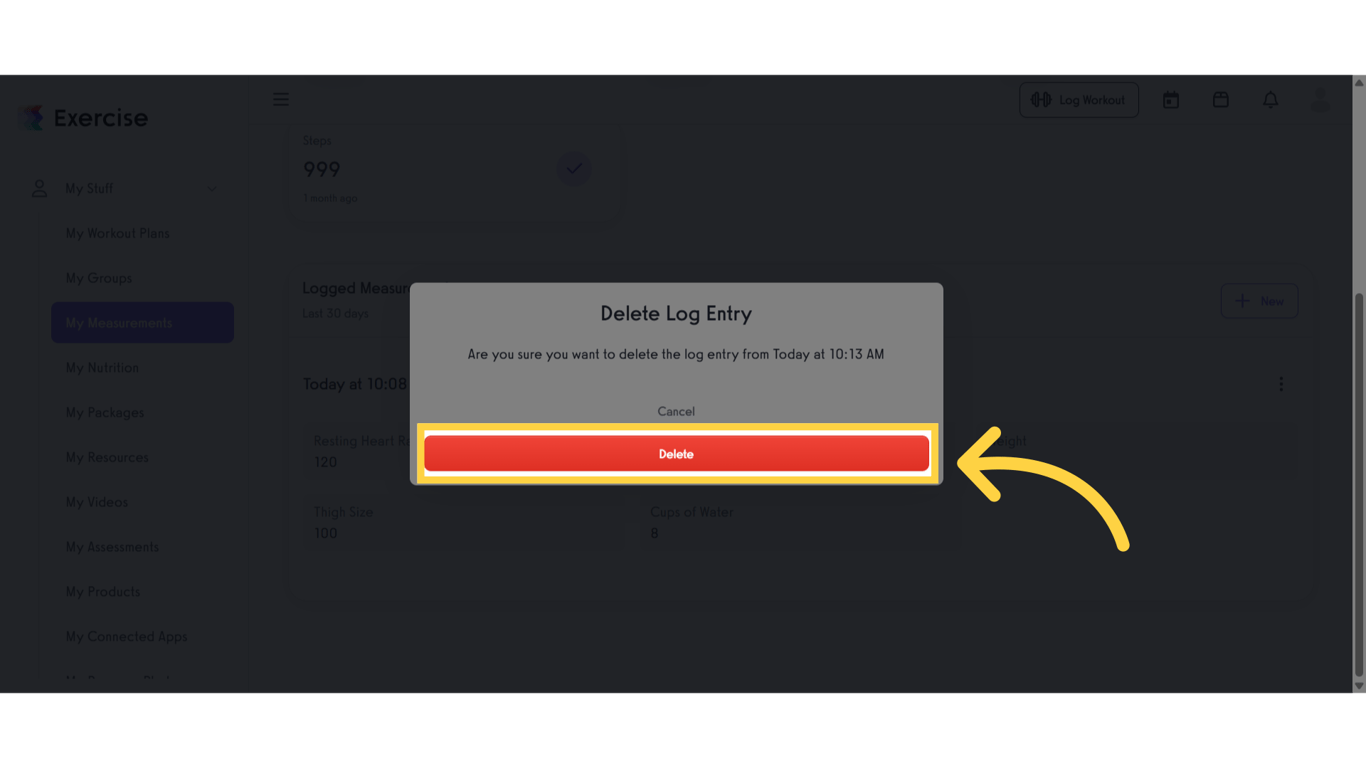 Click 'Delete' button