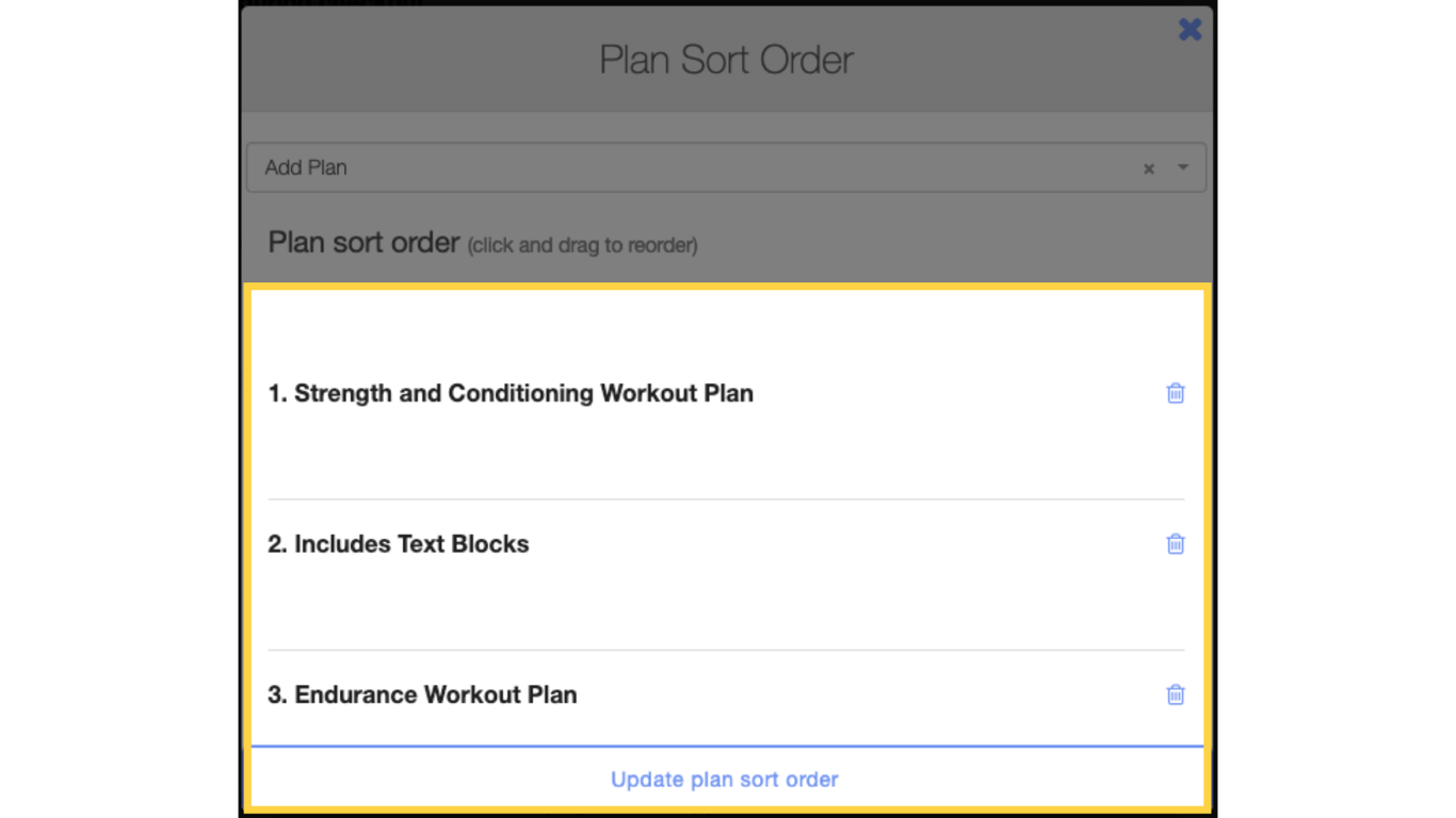 Update plan sort order