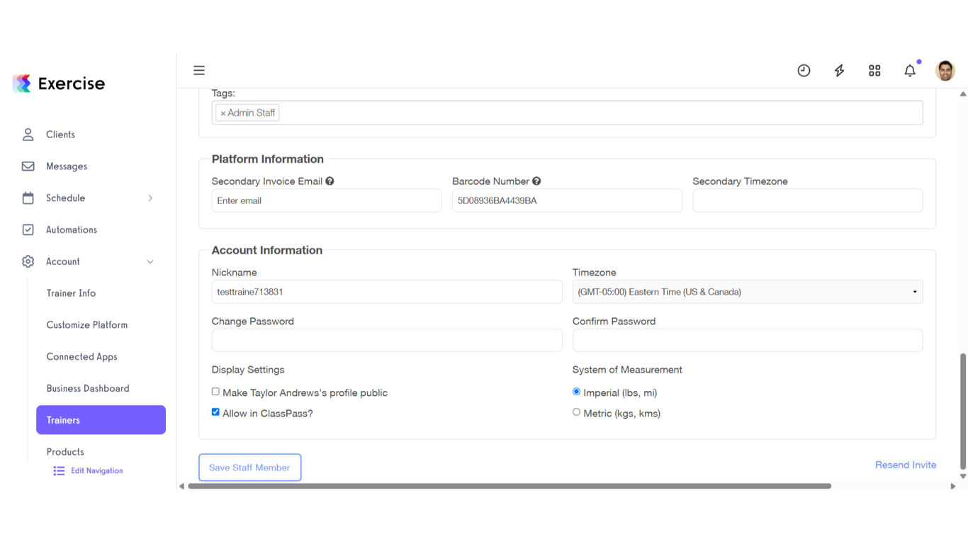 Click 'Save Staff Member'