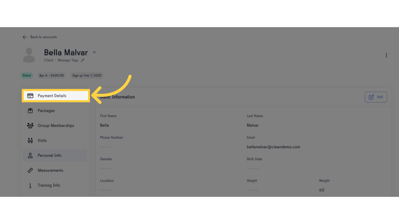 Click 'Payment Details'.