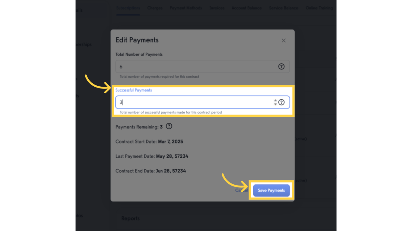 Input number of successful payment.