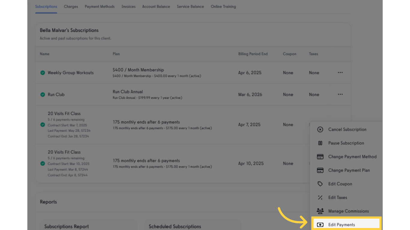 Click 'Edit Payments'.