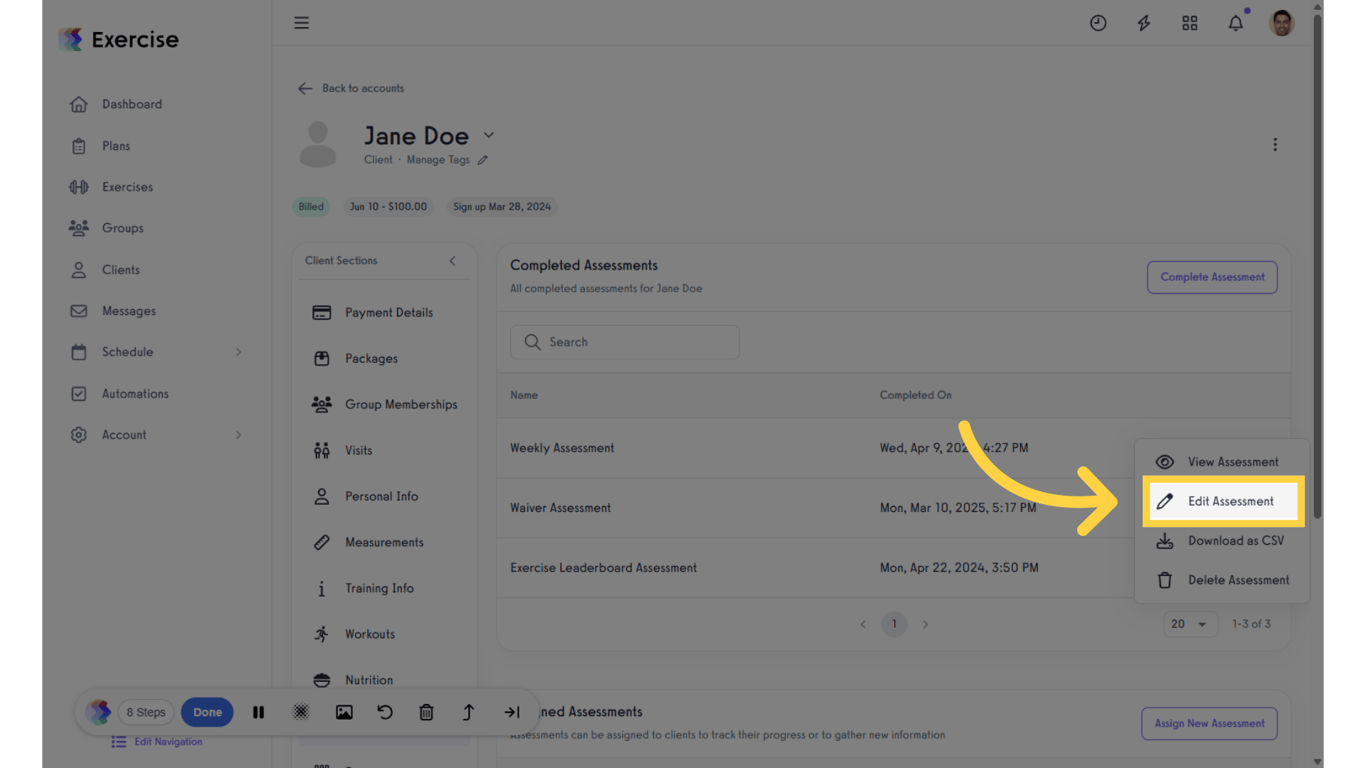 Click 'Edit Assessment'.