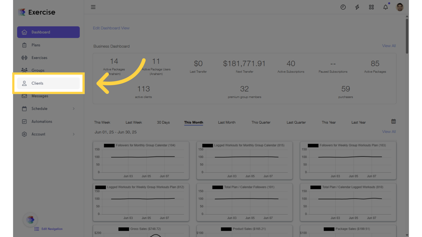 Click 'Clients' tab.