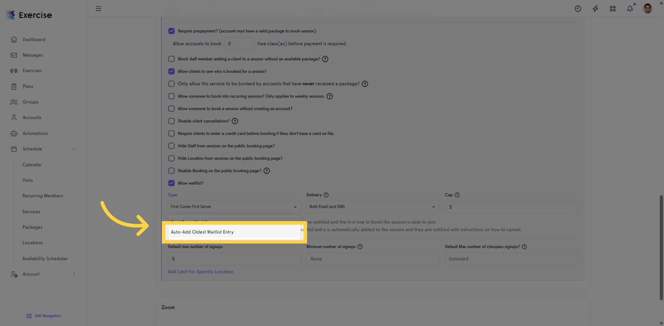 Select the Auto-Add Oldest Waitlist Entry option.