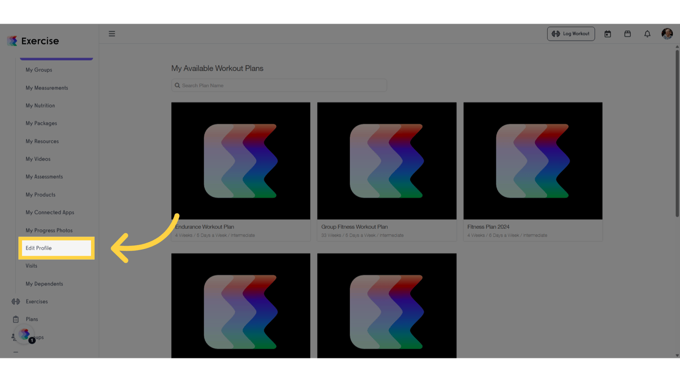 Click 'Edit Profile'