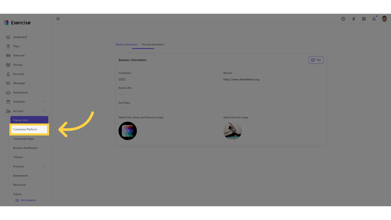 Click 'Customize Platform'.