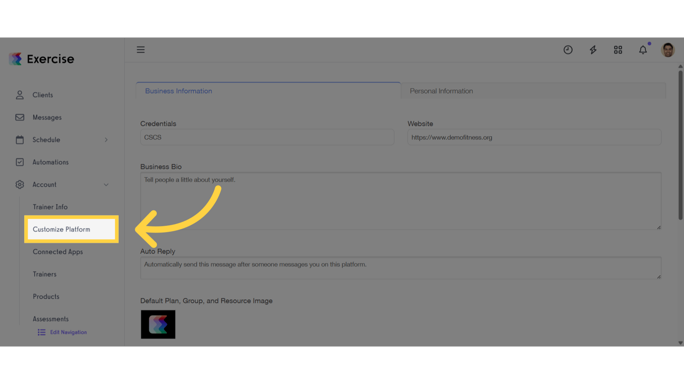Click 'Customize Platform'