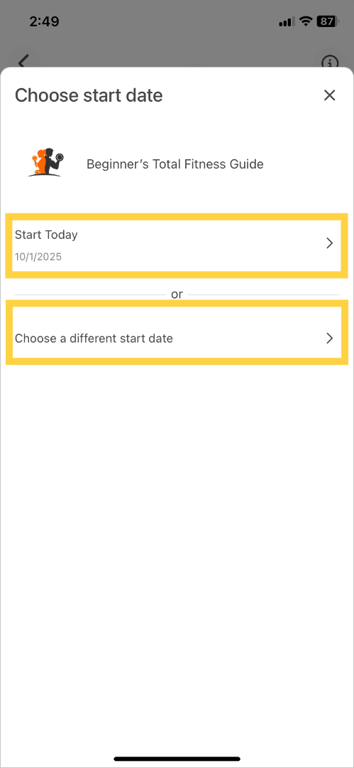 Choose a Start Date