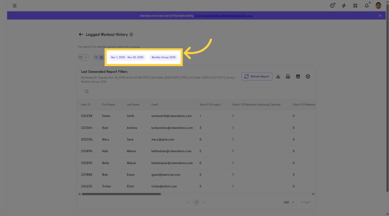 Filter the date and group.