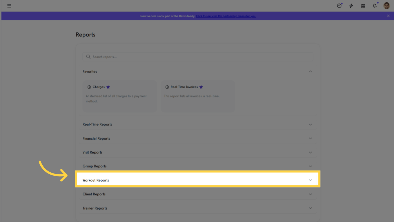 Select Workout Reports.