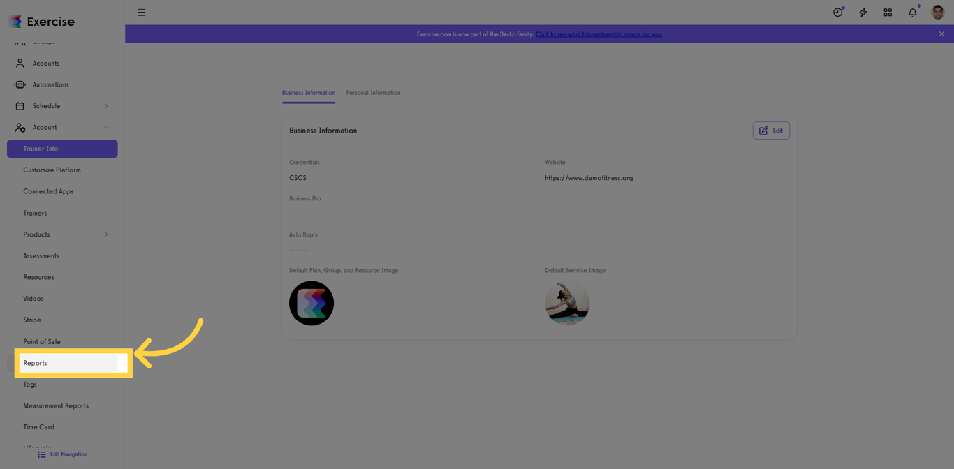 Navigate to Reports Section.