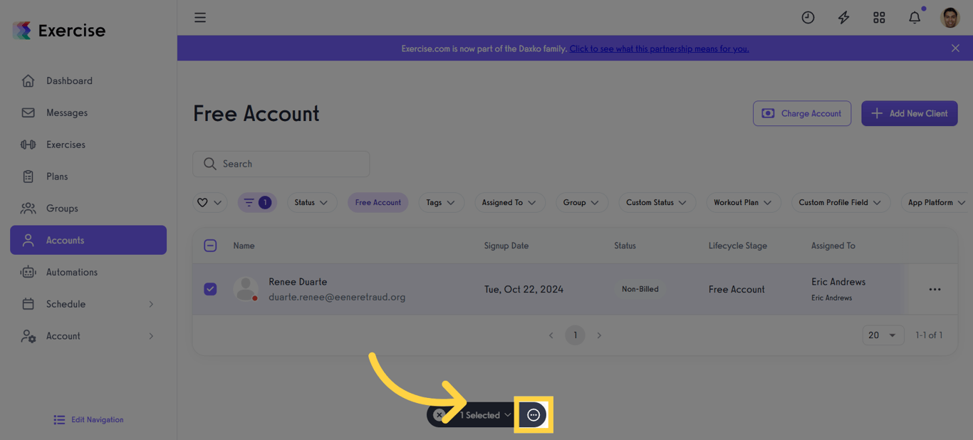 Open Three-Dot Menu for Free Accounts