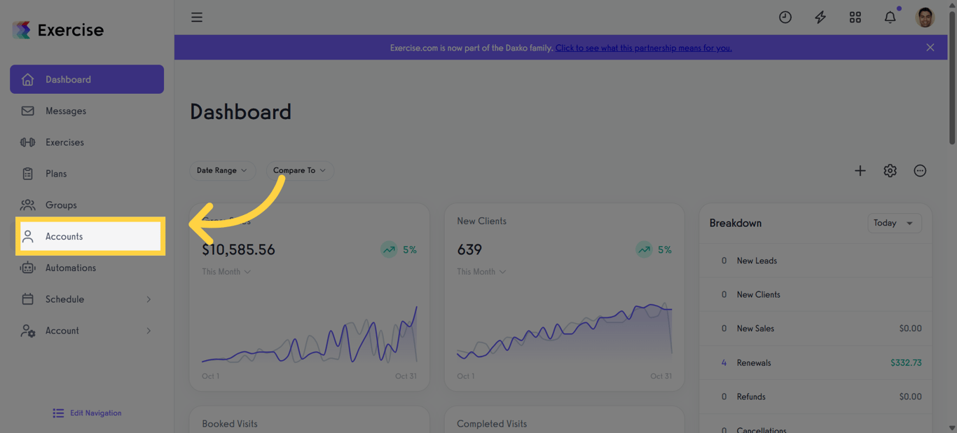 Return to Accounts Section