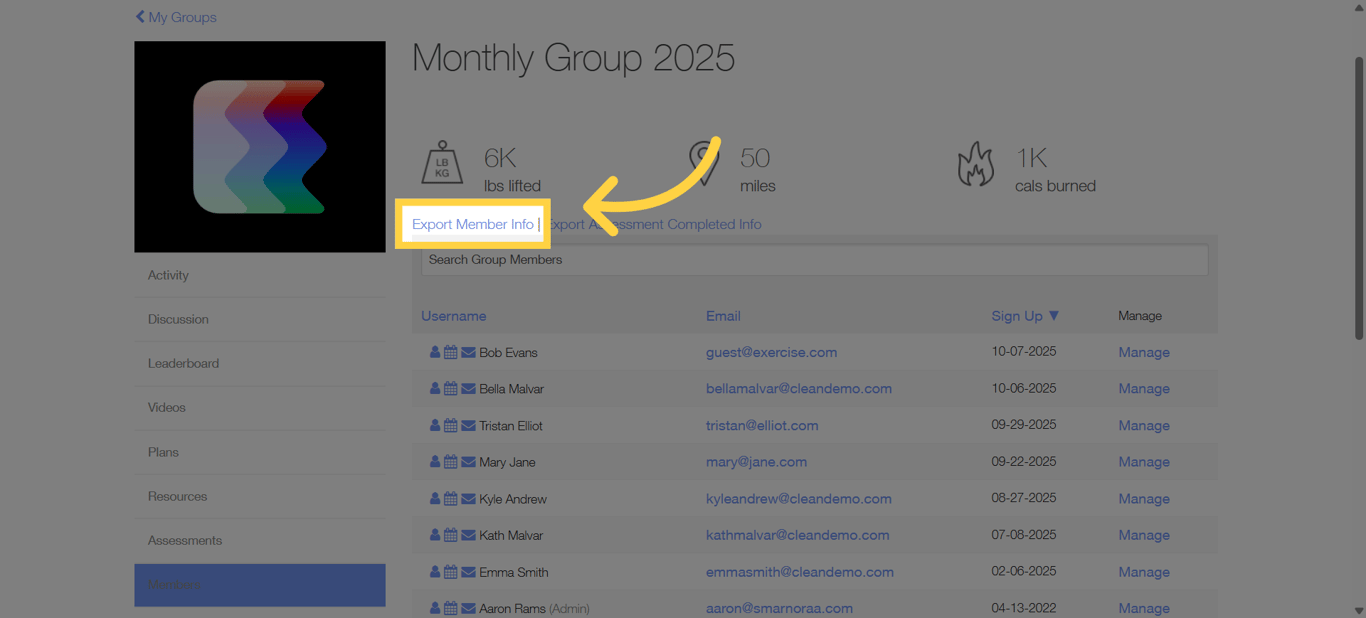 Export Member Information