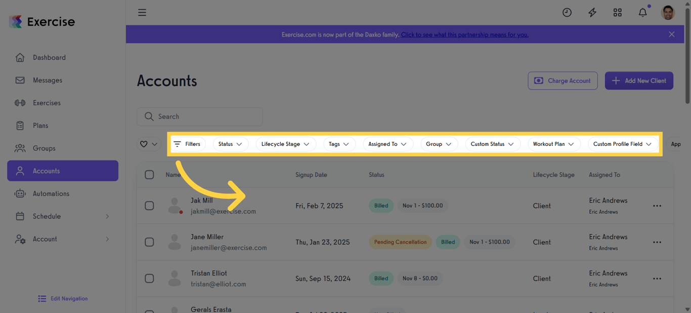 Open Account Filters