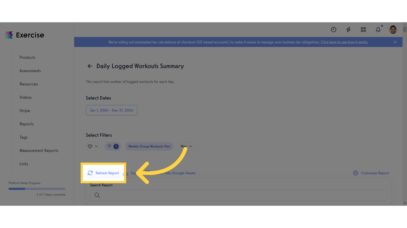 Click 'Refresh Report'