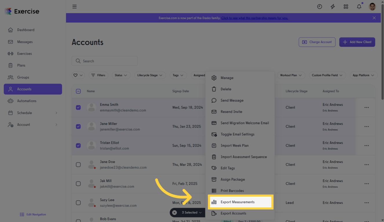 Click “Export Measurements”.