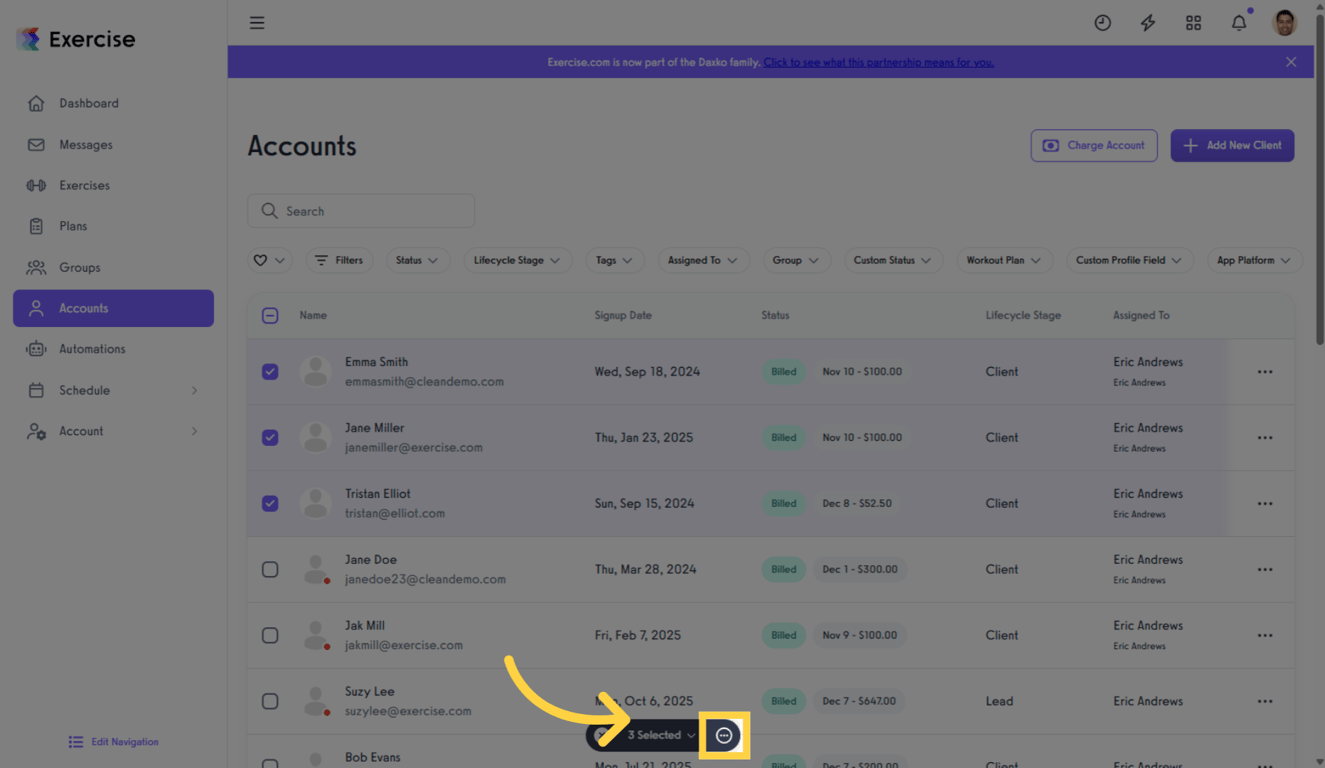 Open the Bulk Manage Menu.