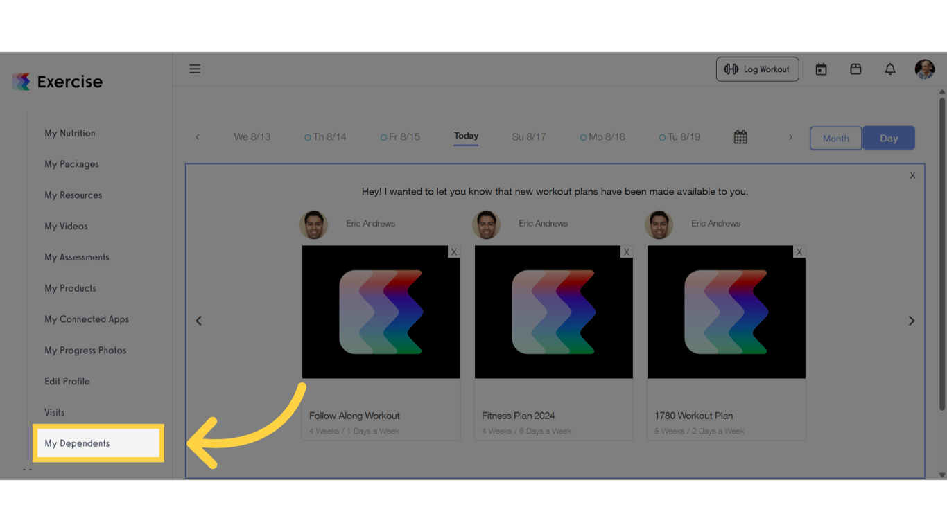 Click 'My Dependents'