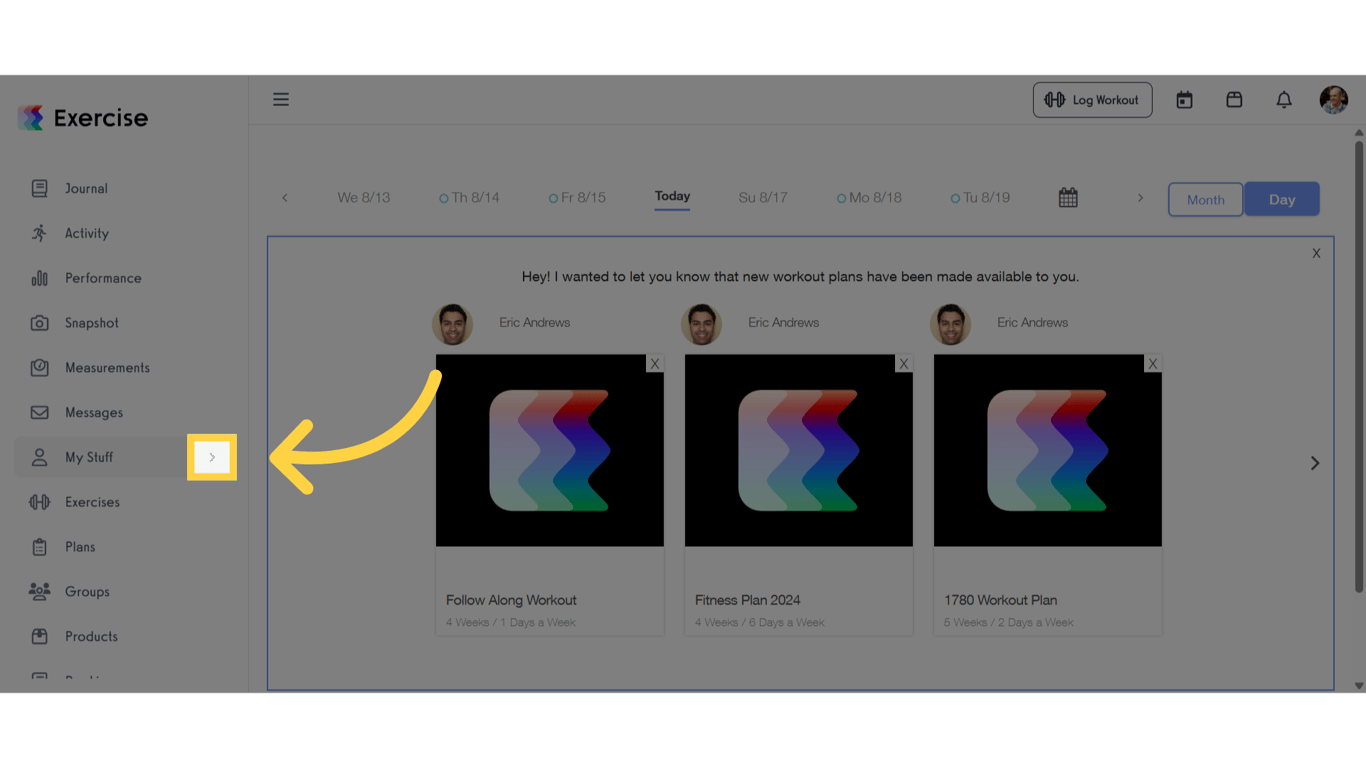 Click the arrow menu