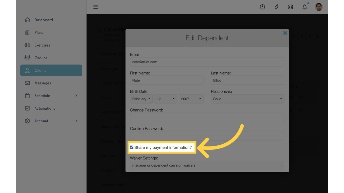 Enable Payment Sharing