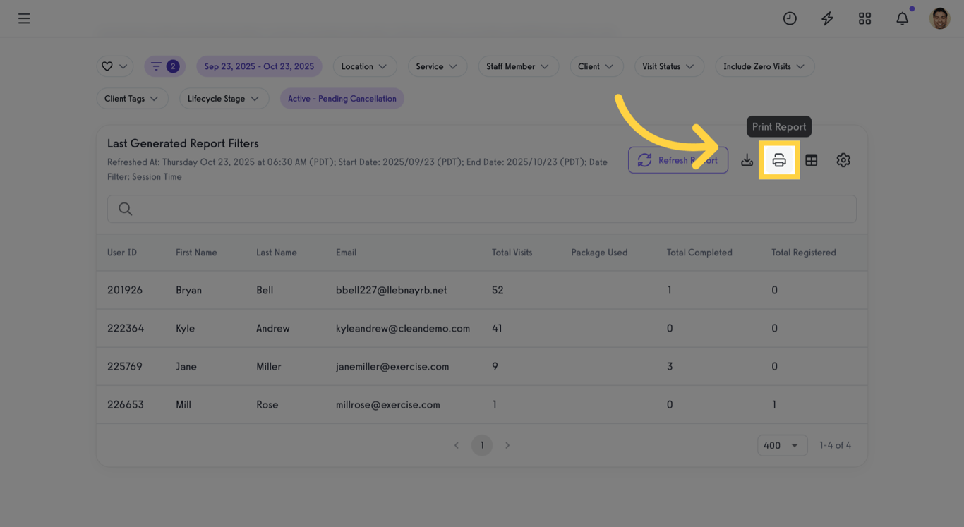 Print the filtered report.