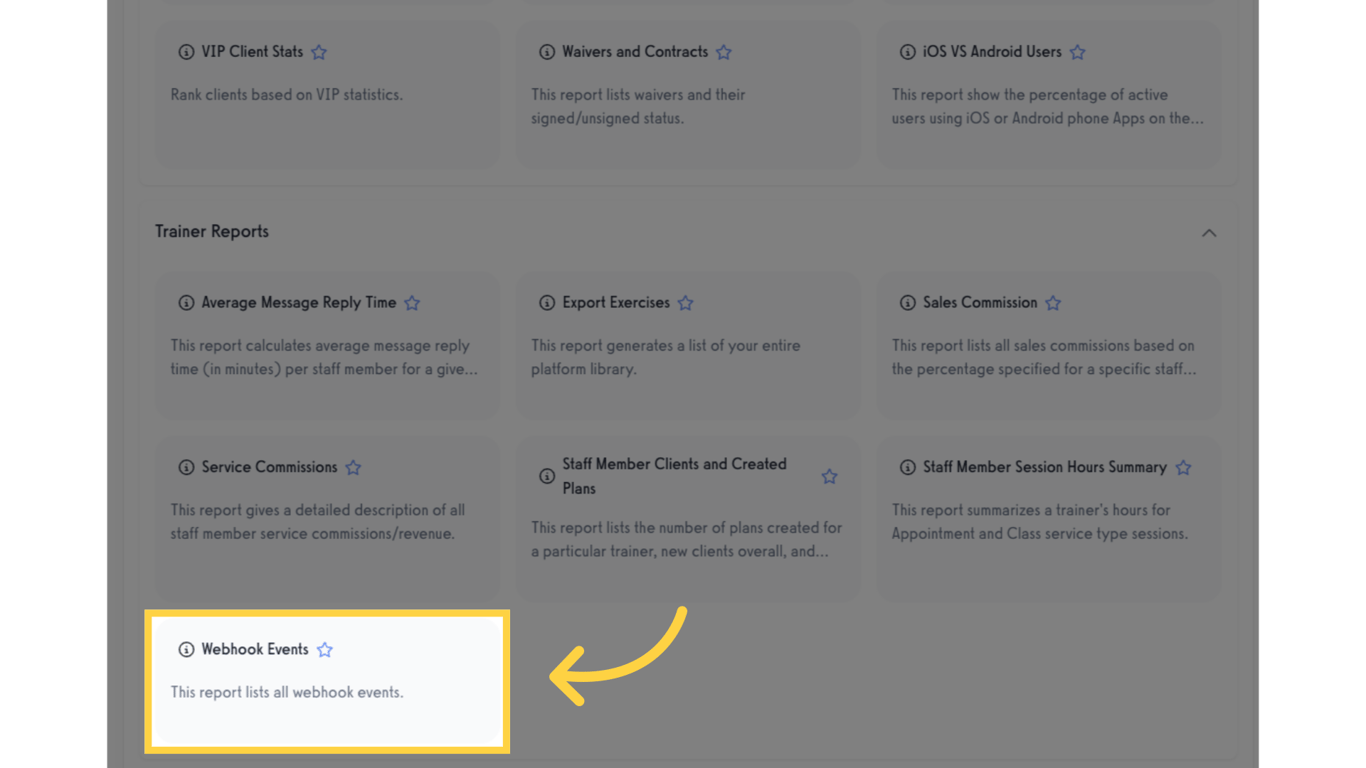 Click 'Webhook Events'