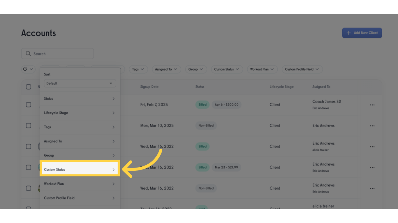 Click 'Custom Status'.