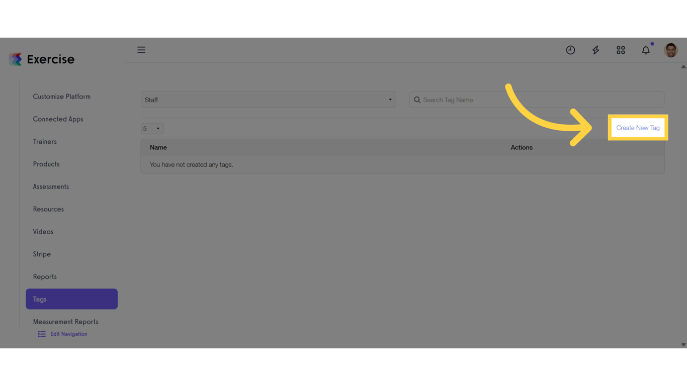 Click 'Create New Tag'