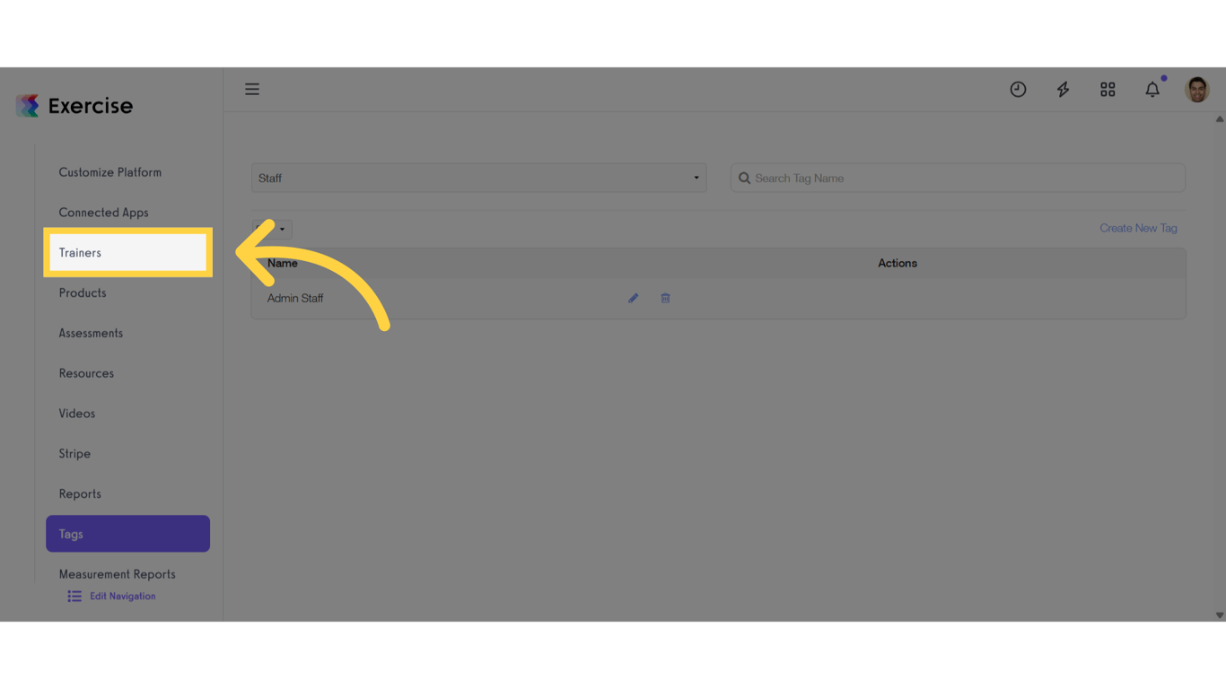 Go to the “Trainers” tab on the left side bar.