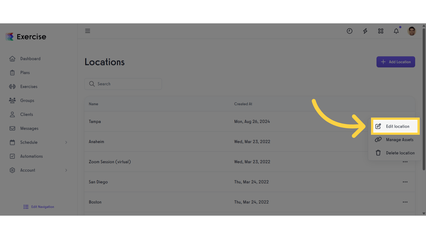 Click 'Edit location'