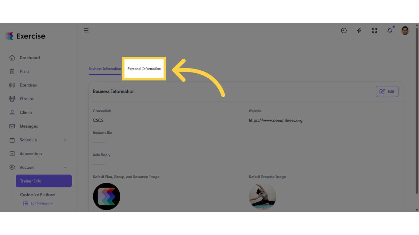 Click 'Personal Information'
