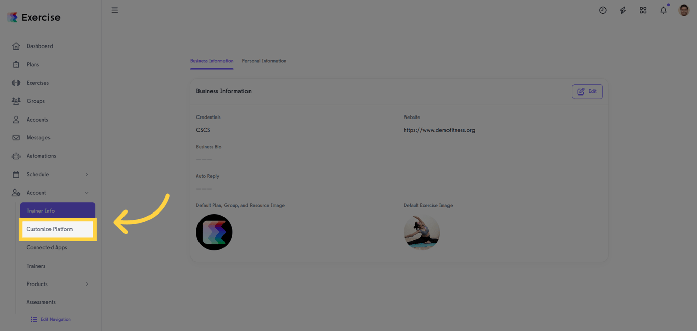 Click 'Customize Platform'.