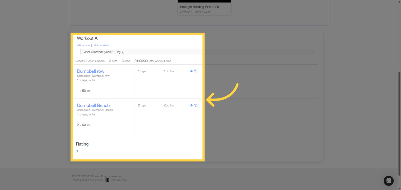Verify total weight lifted.