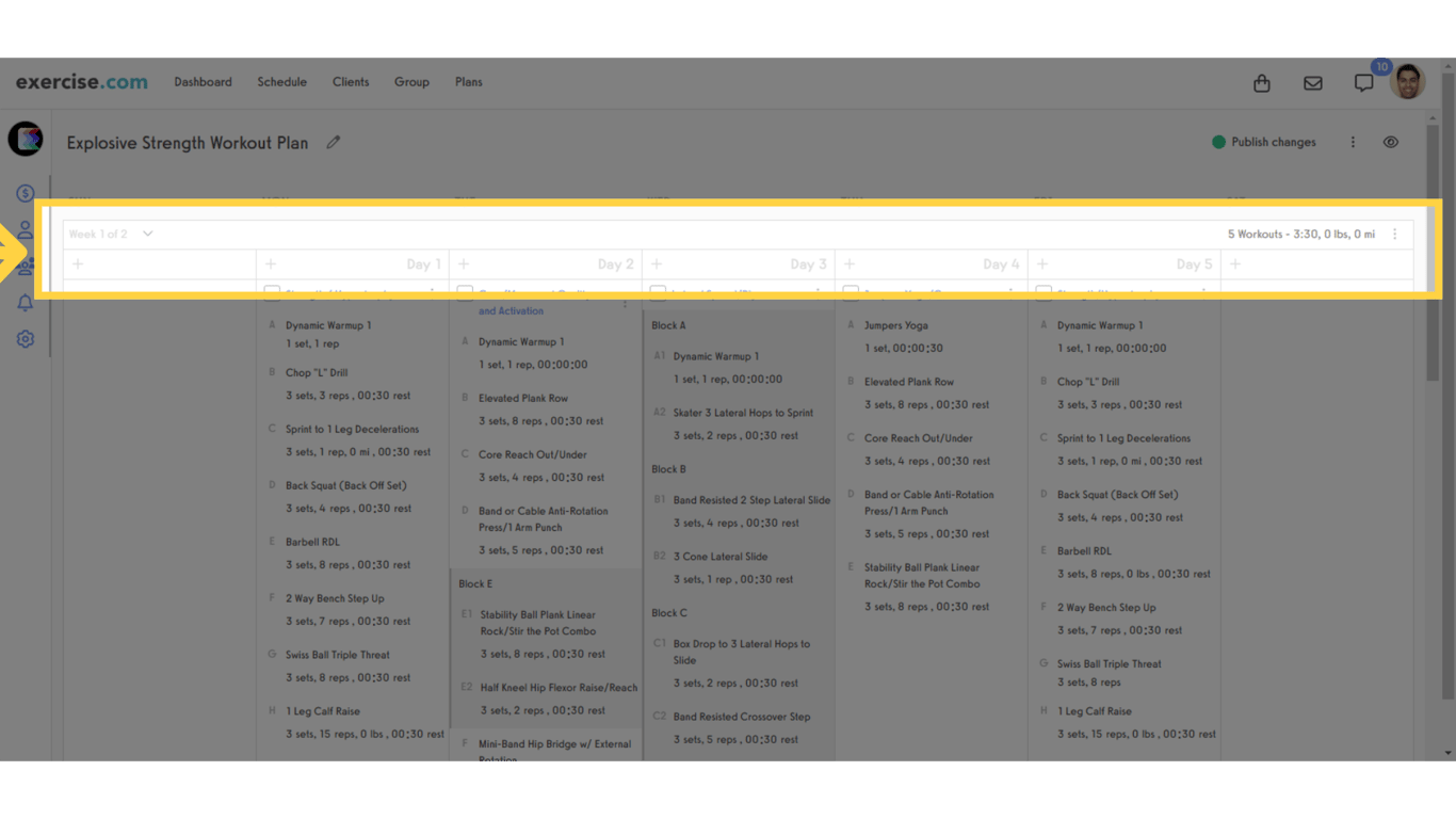 A Week Plan follows the pattern of weeks and days per week.