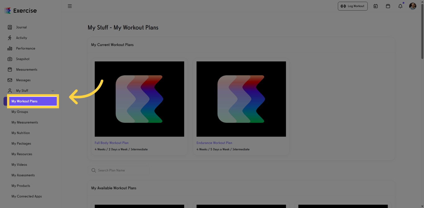 Open My Workout Plans