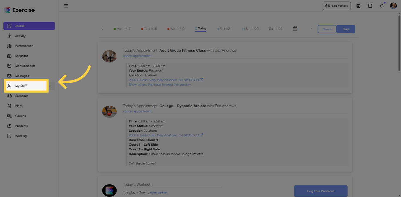 Access My Stuff Section