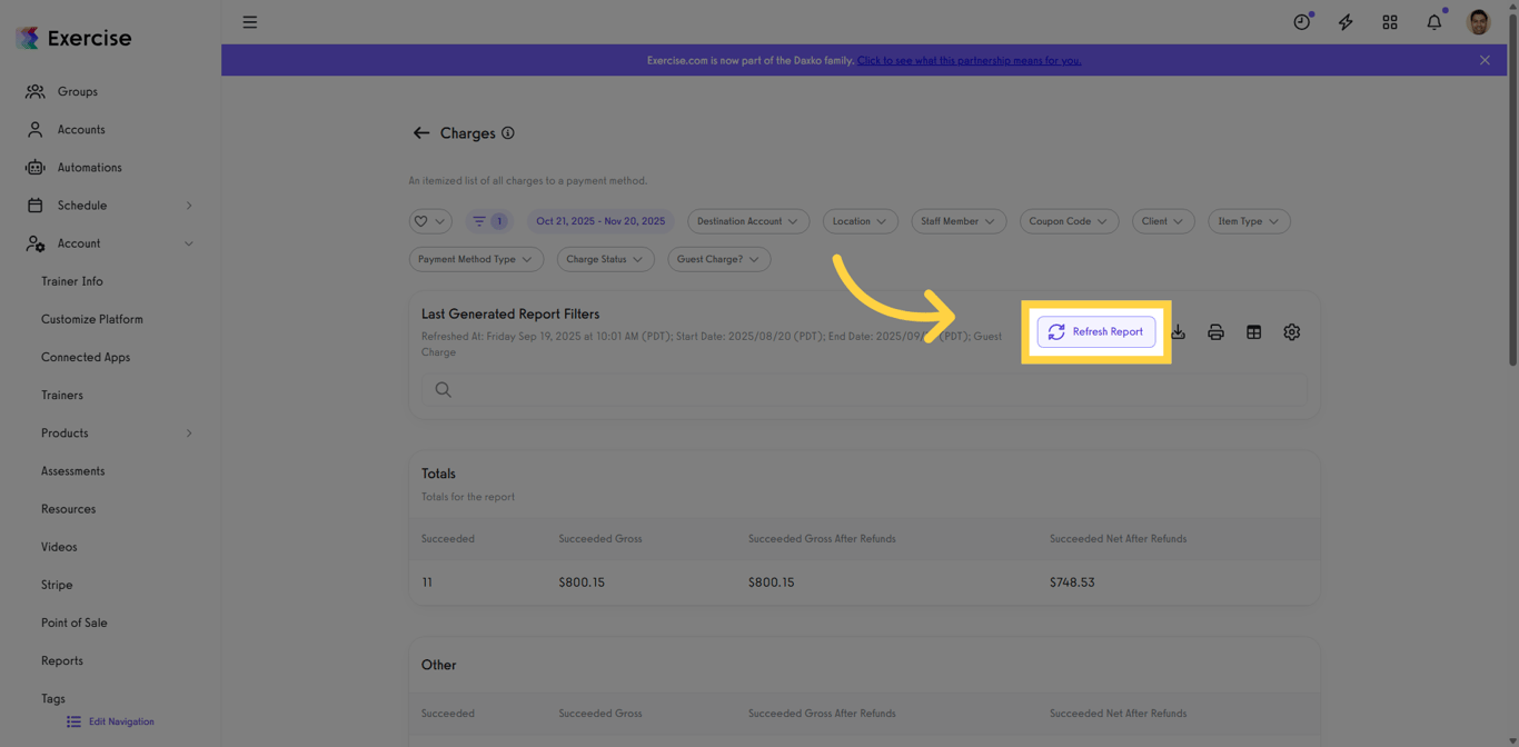 Click 'Refresh Report'