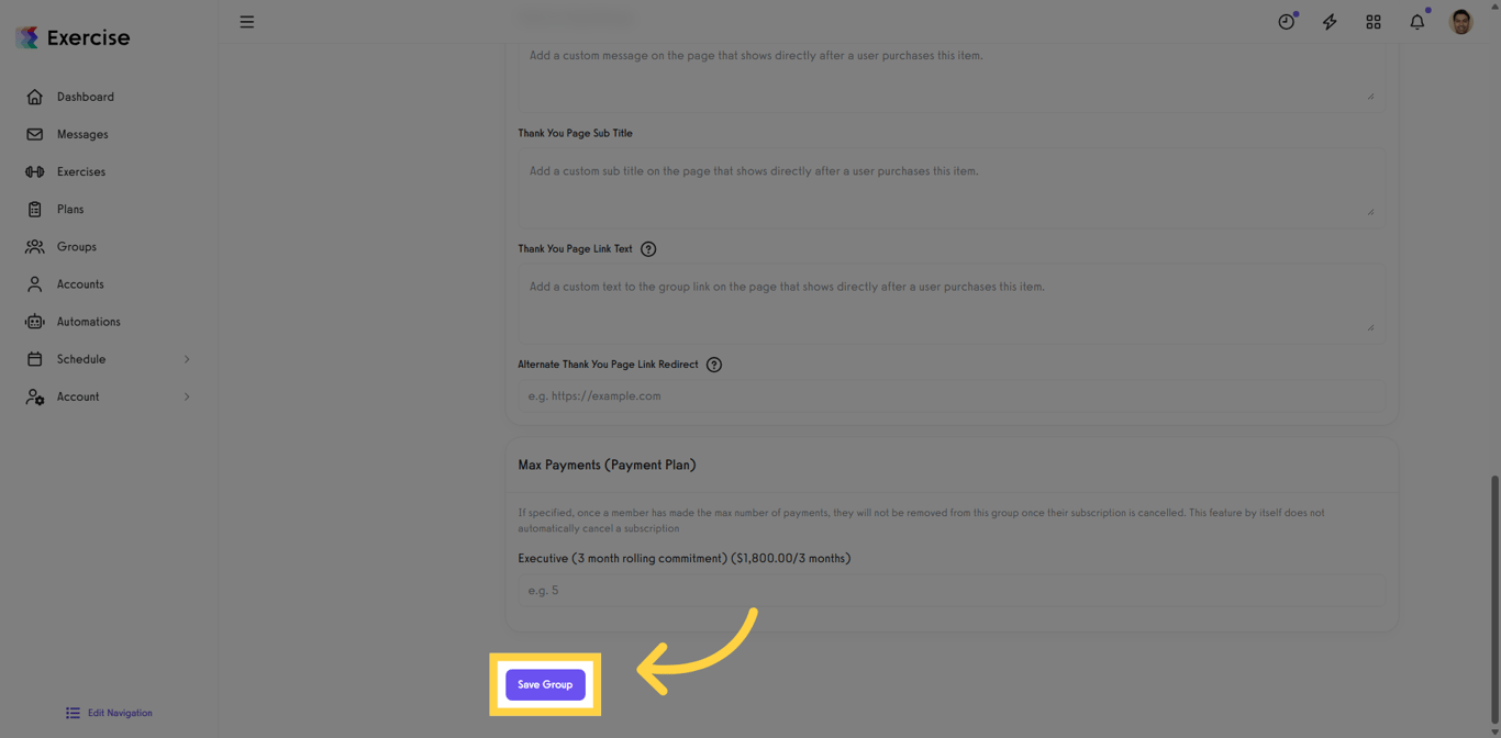 Save Group button shown on the Edit Group screen.